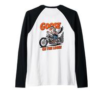 Goose on The Loose Motocicleta Tatuado Motorista Camiseta Manga Raglan