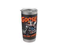 Goose on The Loose Motocicleta Tatuado Motorista Vaso térmico de acero inoxidable de doble pared