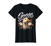 Goose Retro Farm Bird Squad Toca la bocina Divertida Camiseta gráfica económica, Mujer, Negro, XL