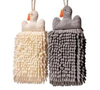 Goose Shape Hand Towels - 2PCS Soft Chenille Microfiber Drying Puff, Absorbent Cleaning Cloth | For Kids Bath Home Pet Care Fruit Wiping Stoves Tables Glasses Use, Hand Drying Towel, Cute Chenille