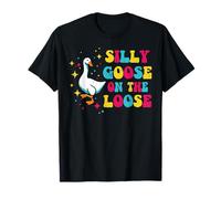 Goose Silly On The Loose Groovy Retro Animal Mujeres Hombres Niños Camiseta
