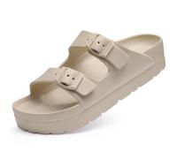 Goosecret Sandalias de plataforma para mujer con soporte de arco, sandalias de espuma gruesa y ligera, cómodas sandalias de playa de verano con hebilla ajustable, Desnudo/, 6.5-7