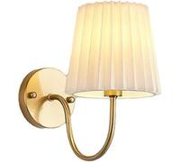 Gooseneck Wall Sconce with Pleated Fabric Shade Industrial Vintage Gold Wall Light Modern White Bathroom Mirror Lamp for Vanity Bedroom Bedside