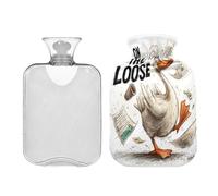 Gooses on The Loose - Botella de agua caliente con tapa suave de 2 L compresas calientes para el cuerpo para artritis, manos y pies, calentador de manos, bolsa caliente para dolores menstruales