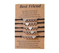 GOOTHDY 5 Unids/set Corazón Charm Mejor Amigo Buen Amigo Pulseras Joyería de Acero Inoxidable Pulseras de Cadena Joyería de Amistad Regalo Acero Inoxidable para Hombres Mujeres
