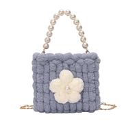 GOOTHDY Bolso De Ganchillo De Hilo con Cadena De Metal Cómodo Bolso Bandolera De Hombro Práctico Monedero De Noche Informal para Mujer Organizadores De Bolsos De Ganchillo
