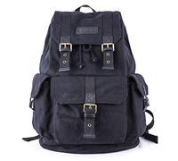 Gootium Mochila de lona, mochila vintage para exteriores, mochila de viaje, Grande, color negro, L, Mochila informal