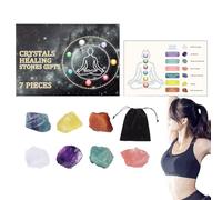 Goowafur es ásperos, piedras chakras - Juego de piedras de chakra crudas | /rosa, amatista, aventurina verde/roja, fluorita coloreada, citrino, piedras de chakra crudas para principiantes, meditación