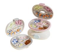 Goowafur Organizador de Pastillas Portátil | 3 Piezas Dispensadora de Pastillas con Compartimentos - Dispensador de Medicamentos Sellado - Para Uso Diario, Nocturno, Hogar, Camping, Viaje y Oficina