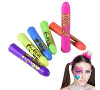 Goowafur Pintura Fluorescente Para Piel - Crayones De Pintura Facial Fluorescente | Barras De Cera Seguras Lavables Para Fiestas Infantiles Maquillaje Adultos Cumpleaños Club Halloween Fiesta De
