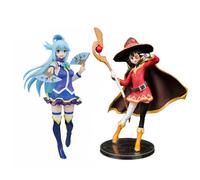 Gooyeh 2 piezas KONOSUBA bendición de Dios en este maravilloso mundo figura de anime niña mágica Megumin y Aqua Figuras estatua modelo ornamento colección regalo 20 cm
