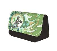 Gooyeh Alhaitham Pencil Bag Cartoon Character Print Double Layer Pencil Bag Triangle Pencil Bag Personalized Creative Anime Print Stationery Bag