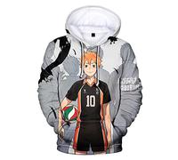Gooyeh Haikyuu Sudadera con Capucha Hinata Shoyo Anime 3D Impreso Tops Niños Adultos Sudadera con Capucha Moda Chaqueta Casual, tipo 2, L