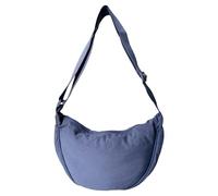 GoPaw Bolsa de media luna para mujer, bolsa de media luna de nailon, bandolera para mujer, bandolera de nailon con cremallera, bolsa de bola de masa con correa ajustable (azul)