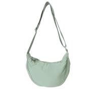GoPaw Bolsa de media luna para mujer, bolsa de media luna de nailon, bandolera para mujer, bandolera de nailon con cremallera, bolsa de bola de masa con correa ajustable (verde menta)