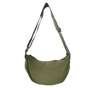 GoPaw Bolsa de media luna para mujer, bolsa de media luna de nailon, bandolera para mujer, bandolera de nailon con cremallera, bolsa de bola de masa con correa ajustable (verde militar)
