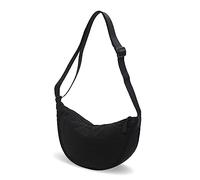 GoPaw Bolsa de media luna para mujer, bolsa de media luna de nailon, bandolera para mujer, bandolera de nailon con cremallera, bolsa de bola de masa con correa ajustable (negro)