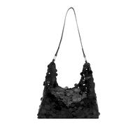 GoPaw Pochette con paillettes da donna, borsa da sera scintillante, borsa da spalla con cerniera (Negro)