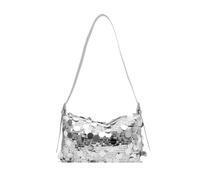 GoPaw Pochette con paillettes da donna, borsa da sera scintillante, borsa da spalla con cerniera (Plateado A)