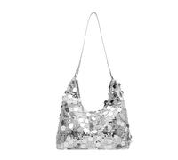 GoPaw Pochette con paillettes da donna, borsa da sera scintillante, borsa da spalla con cerniera (Plateado)