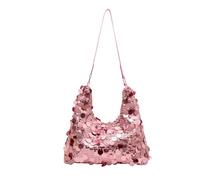GoPaw Pochette con paillettes da donna, borsa da sera scintillante, borsa da spalla con cerniera (Rosa)