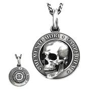 Goplnma Memento Mori - Calavera colgante para Halloween, colgante de calavera con efecto 3D, acero de titanio, Acero inoxidable