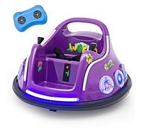 GOPLUS 12 V Niños Auto Scooter eléctrico Bumper Car con mando a distancia, joystick, luz LED intermitente y música, coche con rotación de 360 grados y función de avance y retroceso (morado)