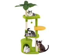 GOPLUS 122 cm Árbol para Gatos Palm, Torre para Gatos con Posadero, Condominio, Cepillo Automático, Plataformas, Postes para Arañar y Bolas Colgantes, Centro de Actividades para Mascotas de Interior