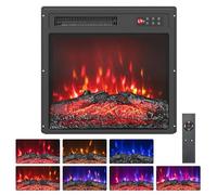GOPLUS 18" Chimenea Eléctrica, Chimenea Empotrada con Llama Regulable en 7 Colores, Calentamiento de 750W/1500W, Temporizador de 8 Horas, Protección contra Sobrecalentamiento y Mando a Distancia