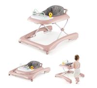 GOPLUS 2 en 1 Andador Bebes para 6-14 Meses, Tacatá Plegable con Altura Ajustable en 3 Niveles, Rueda de Reducción, Cojín Desmontable, Bandeja de Juego Extraíble y Sistema Antivuelco, Caminador Bebe