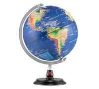 GOPLUS 30 cm Globo Terráqueo con Iluminación, Globo Terrestre Grande Giratorio de Mesa con Mapa Mundial Claro, Husos Horarios y Soporte de Madera, Esfera con Relieve paea Aulas y Hogares