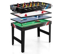 GOPLUS 4 en 1 Juegos de Mesa Adulto y Niño, Mesa Multijuegos de Fútbolin, Hockey, Ping-Pong, Billar, 125 x 97 x 83 cm，2-4 Juegos Interactivos para Hogar, Fiesta, Negro