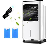 GOPLUS Aire Acondicionado Portátil 4 en 1, Purificación Ventilador Humidificador Enfriador de Aire Móvil con Depósito de Agua 8L, Climatizador Evaporativo 3 Velocidad, Temporizador 7,5H, Contro Remoto