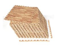 GOPLUS Alfombra Puzzle EVA Efecto Madera Antideslizante | Suelo Gimnasio Grueso de 12 Piezas, 61 x 61 cm, Cubre 4,5 m², Alfombra de Protección para Fitness