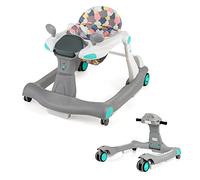 GOPLUS Andador 2 en 1 plegable, altura ajustable, con ruedas de velocidad regulable y cojín extraíble, centro de actividades con música y luces, carga máxima 15 kg, para niños de 6 a 18 meses (Gris)