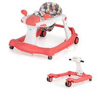 GOPLUS Andador 2 en 1 plegable, altura ajustable, con ruedas de velocidad regulable y cojín extraíble, centro de actividad con música y luces, carga máxima 15 kg, para niños de 6 a 18 meses (Naranja)