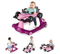 GOPLUS Andador Bebes 4 en 1, Andador Plegable con Altura Ajustable en 3 Niveles, Ruedas de Velocidad Regulable y Cojín Extraíble, Tacatá Bebé 6-18 Meses con Luces, Música y Volante (Morado)