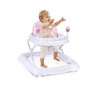 GOPLUS Andador de bebé plegable, con 3 juguetes, altura ajustable en 3 niveles, tacatá con cojín extraíble y lavable, carga máxima 13,5 kg, para niños de 6 a 36 meses (Rosa)