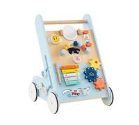 GOPLUS Andador de Madera para Bebés, Carrito de Empuje Montessori con Ruedas, Espacio de Almacenamiento, Centro de Actividades para Empujar y Tirar, Andador para Niños y Niñas Mayores de 1 Año (Azul)