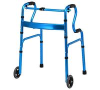 Goplus Andador plegable 3 en 1 con ruedas de 5 pulgadas, ayuda de movilidad resistente para caminar soporta hasta 440 libras, se puede utilizar como riel de seguridad para inodoro, andadores de
