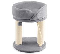 GOPLUS Árbol de gato 40 x 40 x 53 cm de madera recubierta de peluche de 2 niveles, árbol de gato con 2 postes de sisal, nido para dormir cómodo desmontable, bola colgante, cuerda de sisal, gris
