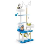 GOPLUS Árbol de gato multinivel con tema océano, 2 perchas de peluche, gran condominio, rascador de sisal, centro de actividades para gatitos con juguetes colgantes y hamaca cómoda (165 cm)