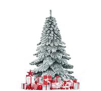 GOPLUS Árbol de Navidad Artificial Nevado 180 CM con 657 Puntas de Rama PVC Ignífuga, Árvore de Natal Tradicional con Nieve Plegable, DecoraciónNavideña con Soporte de Metal, Fácil de Montar, Verde