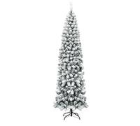 GOPLUS Árbol de Navidad Artificial Nevado con Puntas de Rama PVC Ignífuga, Árvore de Natal Tradicional con Nieve, Decoración Navideña con Soporte de Metal, Fácil de Montar, Verde