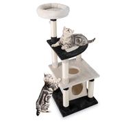 GOPLUS Árbol para Gatos de 122,5 cm Multinivel, Árbol para Gatos con Rascador de Sisal, Plataforma, Posadero Acolchado de Peluche, Condominio, Pompón, Centro de Actividades para Gatitos de Interior