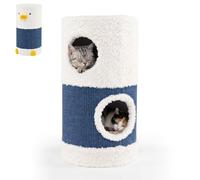 GOPLUS Árbol para Gatos de 2 Niveles, Barril Rascador para Gatos en Forma de Pato con Cubierta de Peluche, Almohada de Sisal, sin Montaje, Mueble Moderno para Mascotas, 35 x 35 x 66 cm
