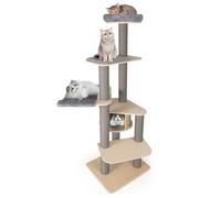 GOPLUS Árbol para Gatos Multiniveles, Torre para Gatos con Mirador, Plataformas Espaciosas y Hamaca Cómoda, Condo Privado con Listones, Poste para Rasguños, Cojines Desmontables y Lavables