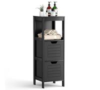 GOPLUS Armario de baño con cajón, armario estrecho con estantes, mueble de baño de madera para baño y salón (negro)