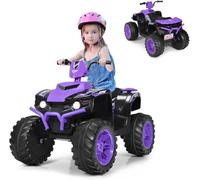 GOPLUS ATV Quad Eléctrico 12V para Niño de 3 a 7 Años, Moto Electrica Infantil con LED Música USB Bluetooth, Vehículo Eléctrico con Arranque Lento, Velocidad 2,8-5 km/h, Carga Máxima 35 KG (Púrpura)