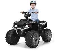 GOPLUS ATV Quad Eléctrico 12V para Niño de 3 a 7 Años, Moto Electrica Infantil con LED Música USB Bluetooth, Vehículo Eléctrico con Arranque Lento, Velocidad 2,8-5 km/h, Carga Máxima 35 KG (Negro)